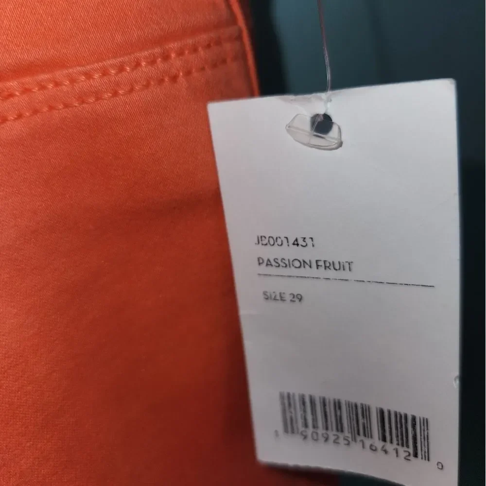 J Brand Luxe Sateen‎ Orange Mid-Rise Skinny Crop Pants NWT